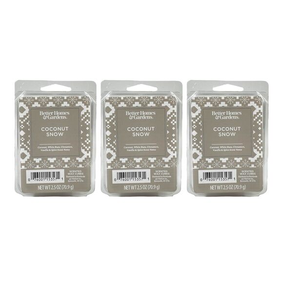 3-Pack BH&G COCONUT SNOW Wax Cube Melts Winter Holiday Food Tropical Christmas - Picture 13 of 16